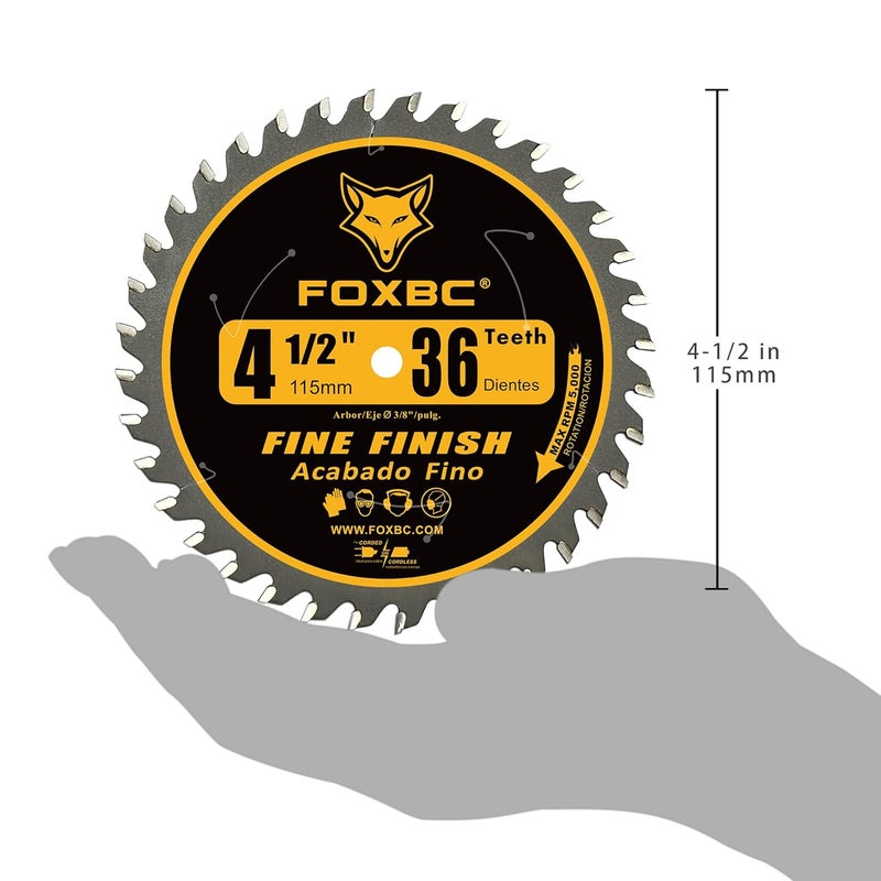 FOXBC 4-1/2 Inch Trim Circular Saw Blade 36 Tooth Fine Finish Wood Cutting with 3/8-Inch Arbor - Image 5